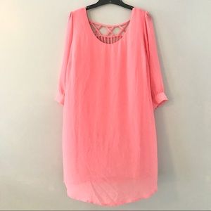 Pink midi plus size dress